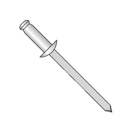 Newport Fasteners Blind Rivet, Dome Head, 3/16 in Dia., 1.575 in L, Aluminum Body, 2000 PK 149702